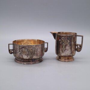 Beautiful Antique Silver Plated Cream & Sugar Set | Marked WMF EP